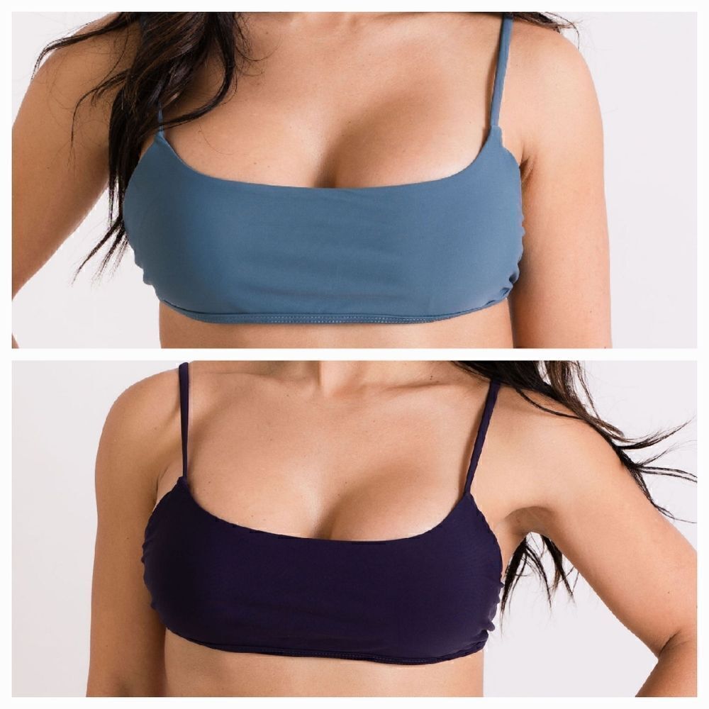 NWT Scoop Bikini Tops Jade and Deep Purple Small